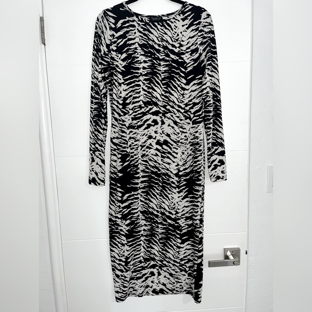 Topshop Bodycon Midi Dress im Zebra Print